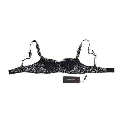 Dolce & Gabbana Black Silk White Lace Stretch Underwear Bra
