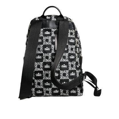 Dolce & Gabbana Black White DG Crown Logo Nylon Backpack Bag