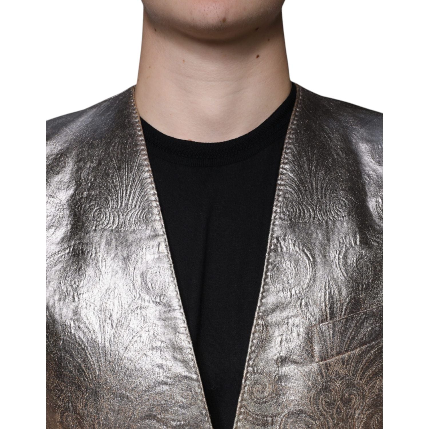 Dolce & Gabbana Gold Jacquard Single Breasted Dress Blazer