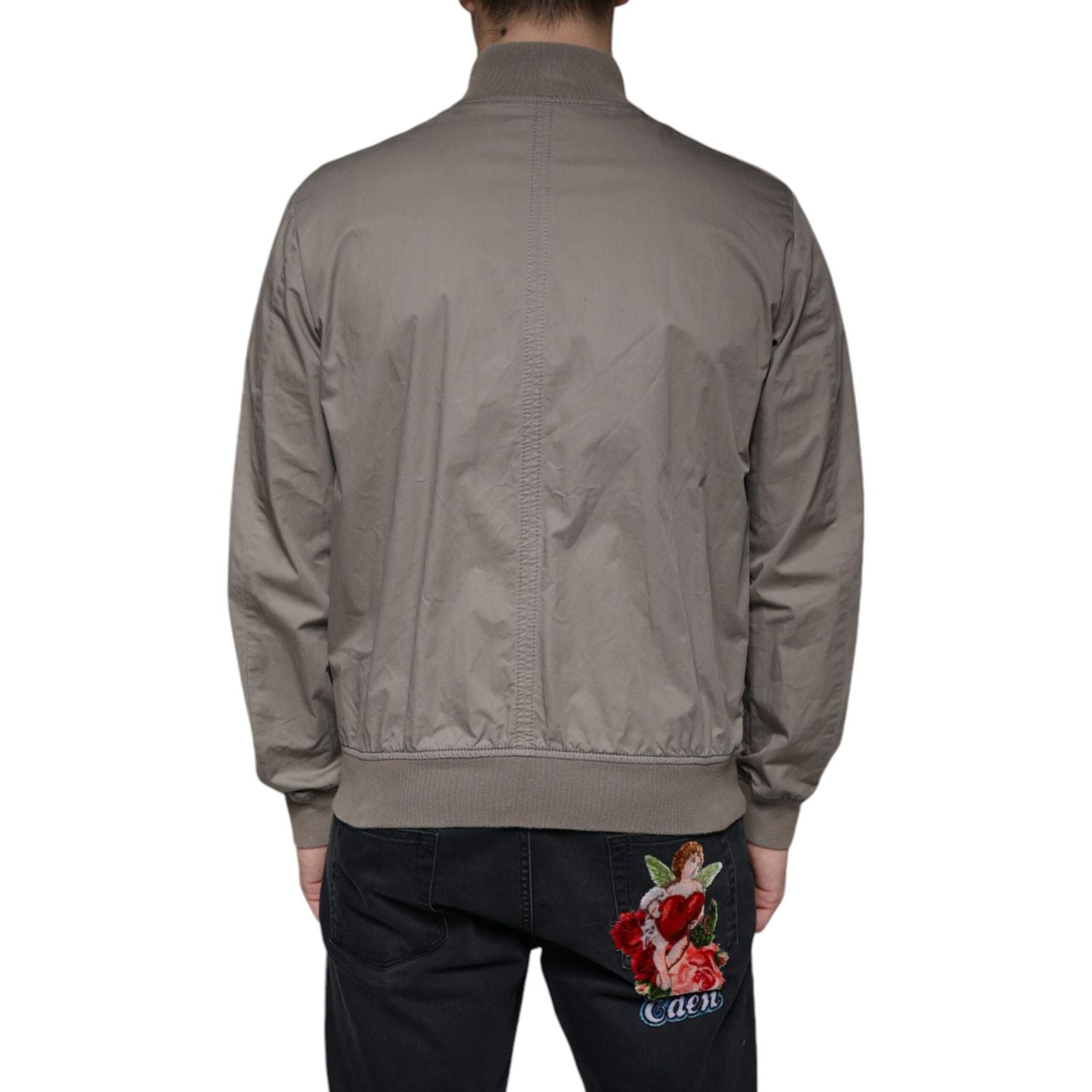 Armani Jeans Brown Cotton Full Zip Bomber Logo Jacket