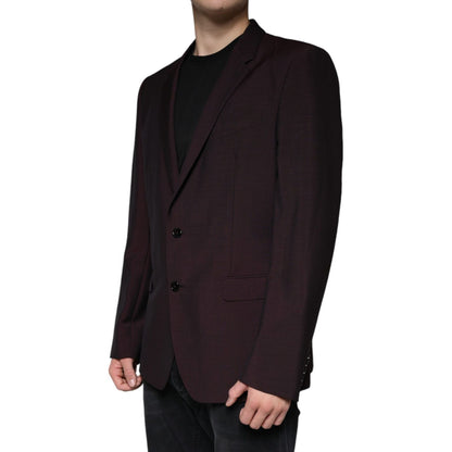Dolce & Gabbana Bordeaux Wool Single Breasted Dress Blazer