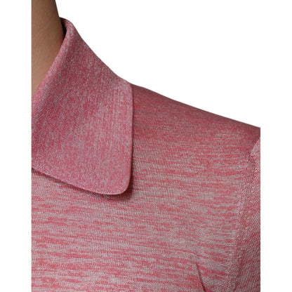 Dolce & Gabbana Pink Polyester Long Sleeve Men Polo T-shirt