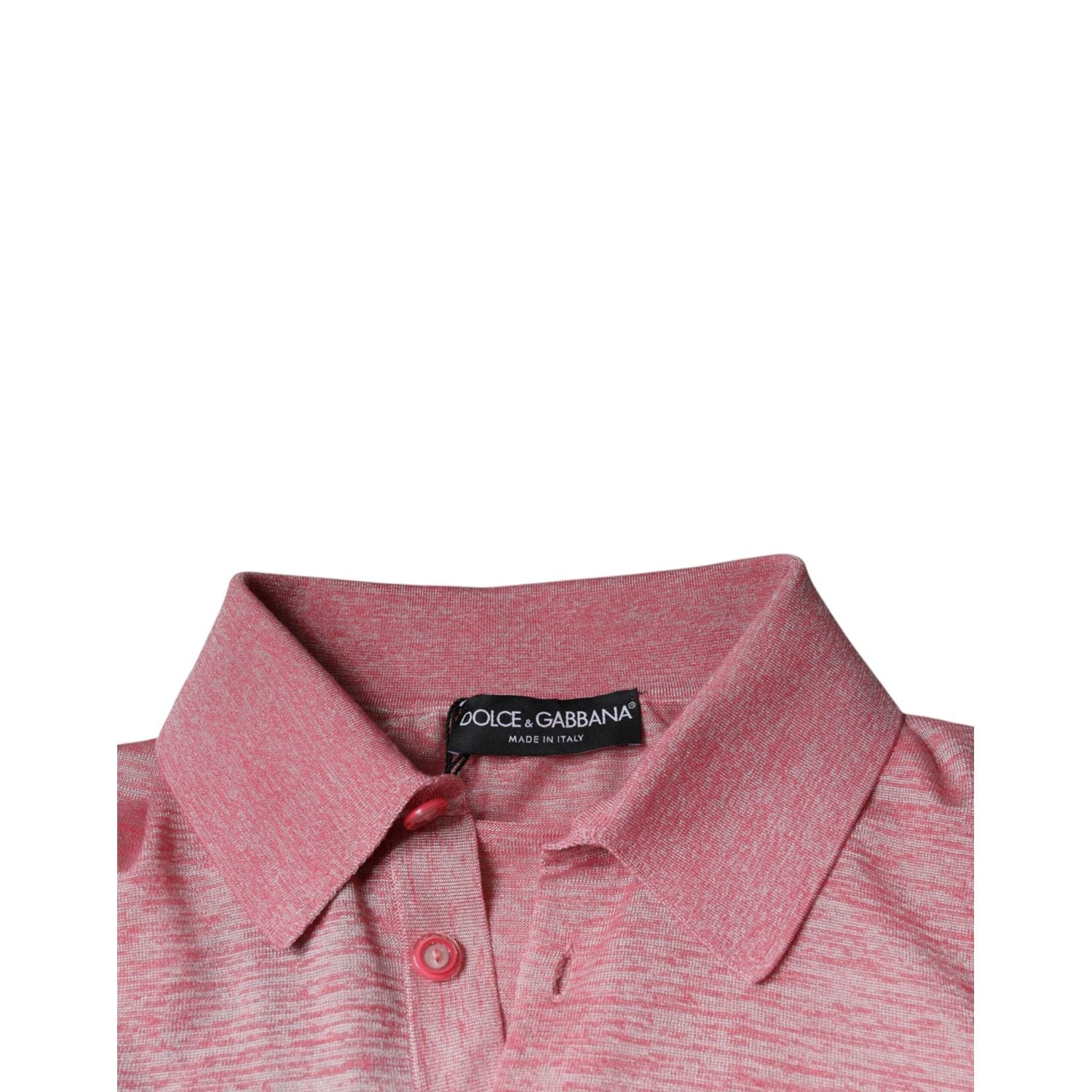 Dolce & Gabbana Pink Polyester Long Sleeve Men Polo T-shirt