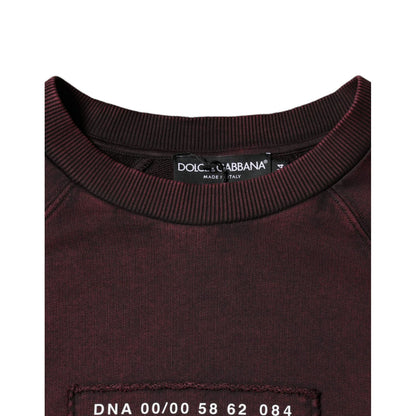 Dolce & Gabbana Maroon Logo Crew Neck Men Sweatshirt Sweater