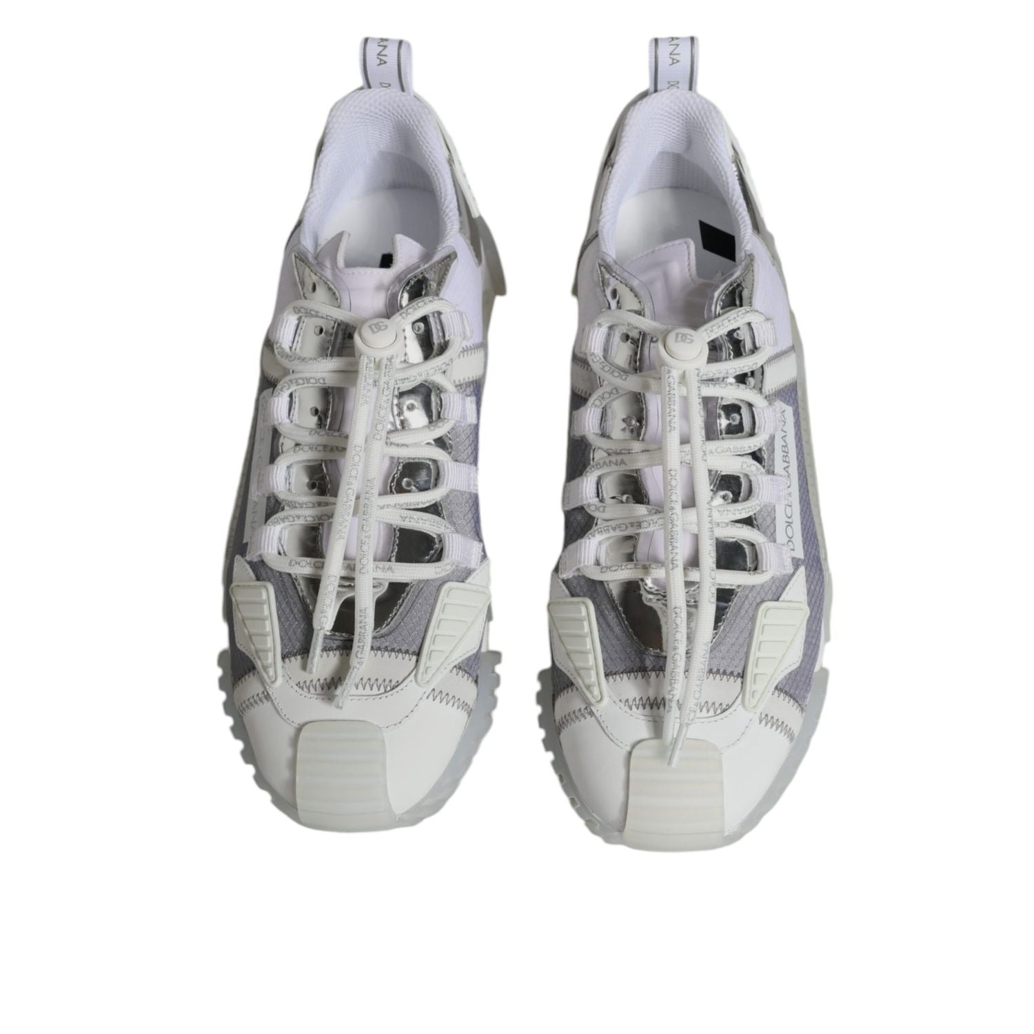 Dolce & Gabbana White Silver Low Top NS1 Sneakers Shoes