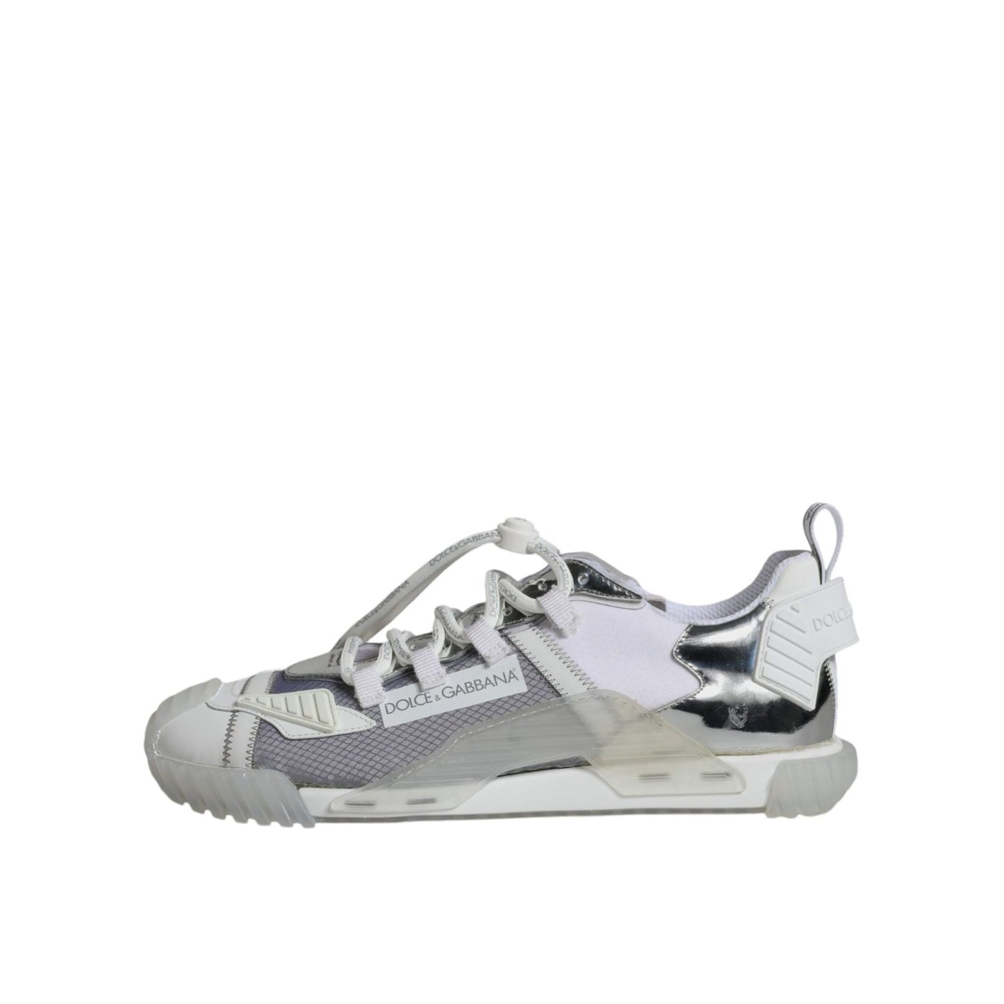 Dolce & Gabbana White Silver Low Top NS1 Sneakers Shoes