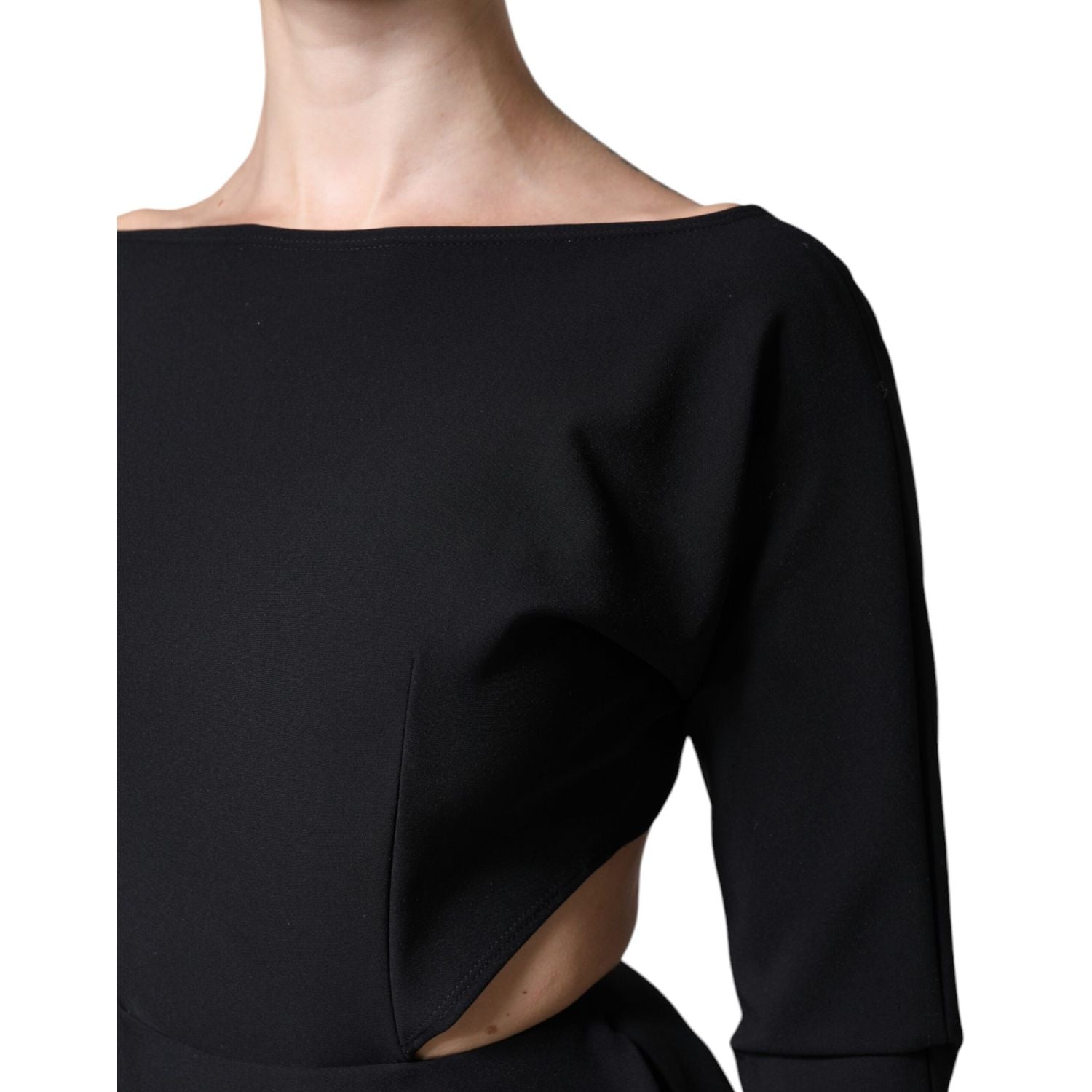 Dolce & Gabbana Black Viscose Cut Out A-line Long Sleeves Mini Dress