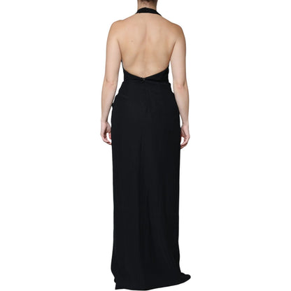 Emporio Armani Black Sleeveless Halter Sheath Long Gown Dress