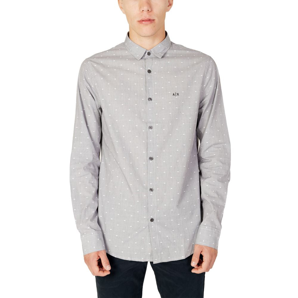 Armani Exchange Black Cotton Pattern Shirt Armani Exchange