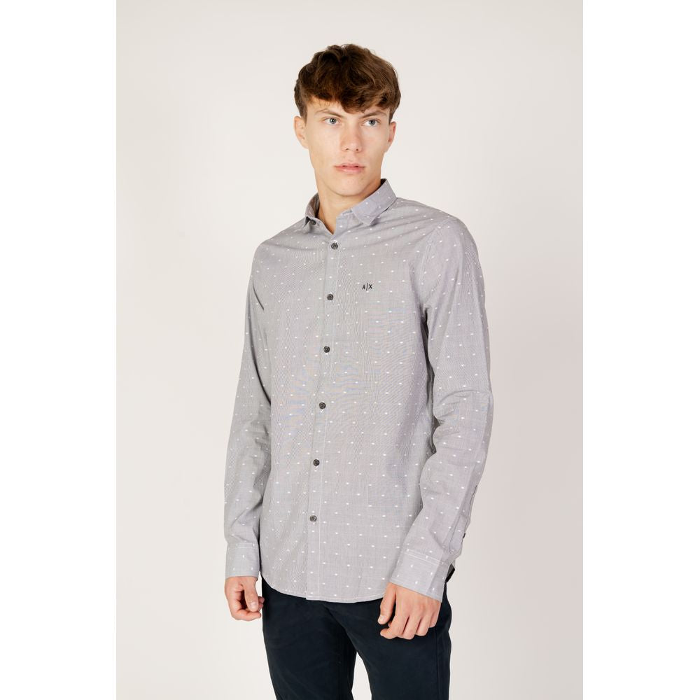 Armani Exchange Black Cotton Pattern Shirt Armani Exchange