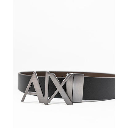 Armani Exchange Black Leather Regular Belt Armani Exchange