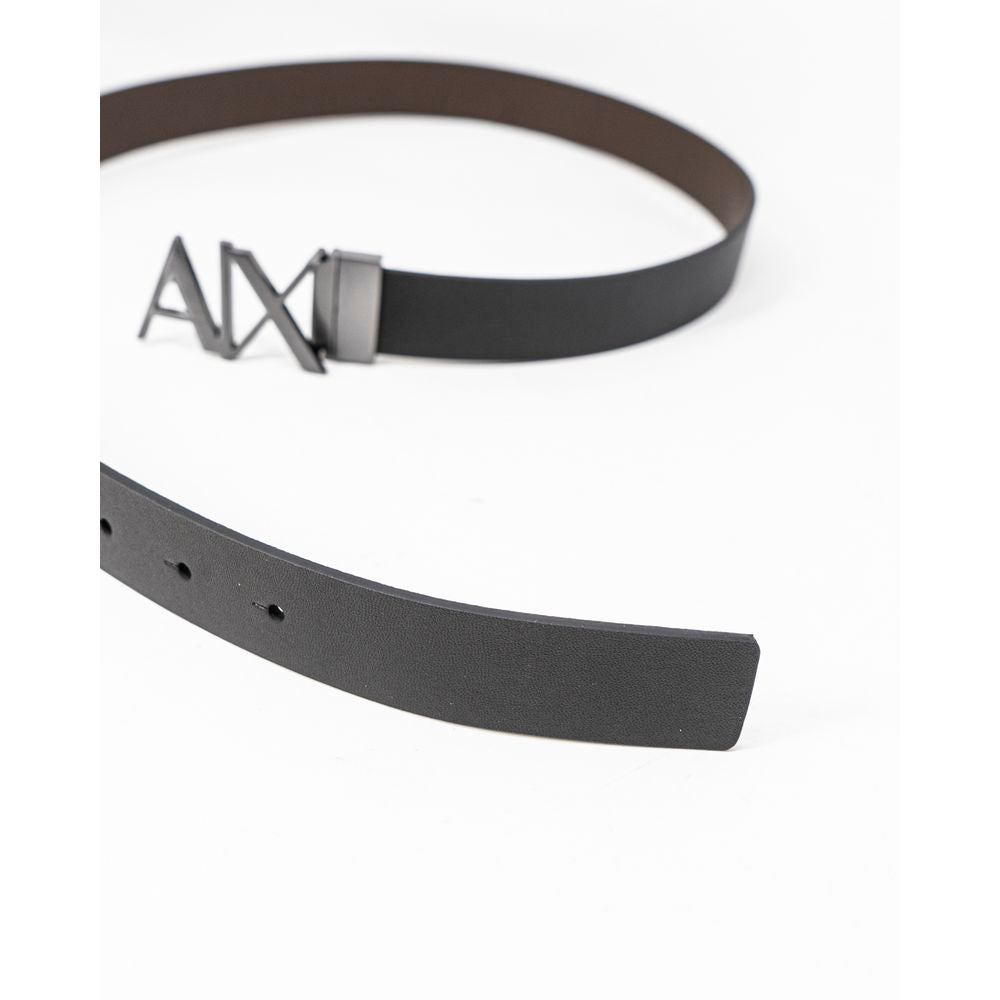 Armani Exchange Black Leather Regular Belt Armani Exchange