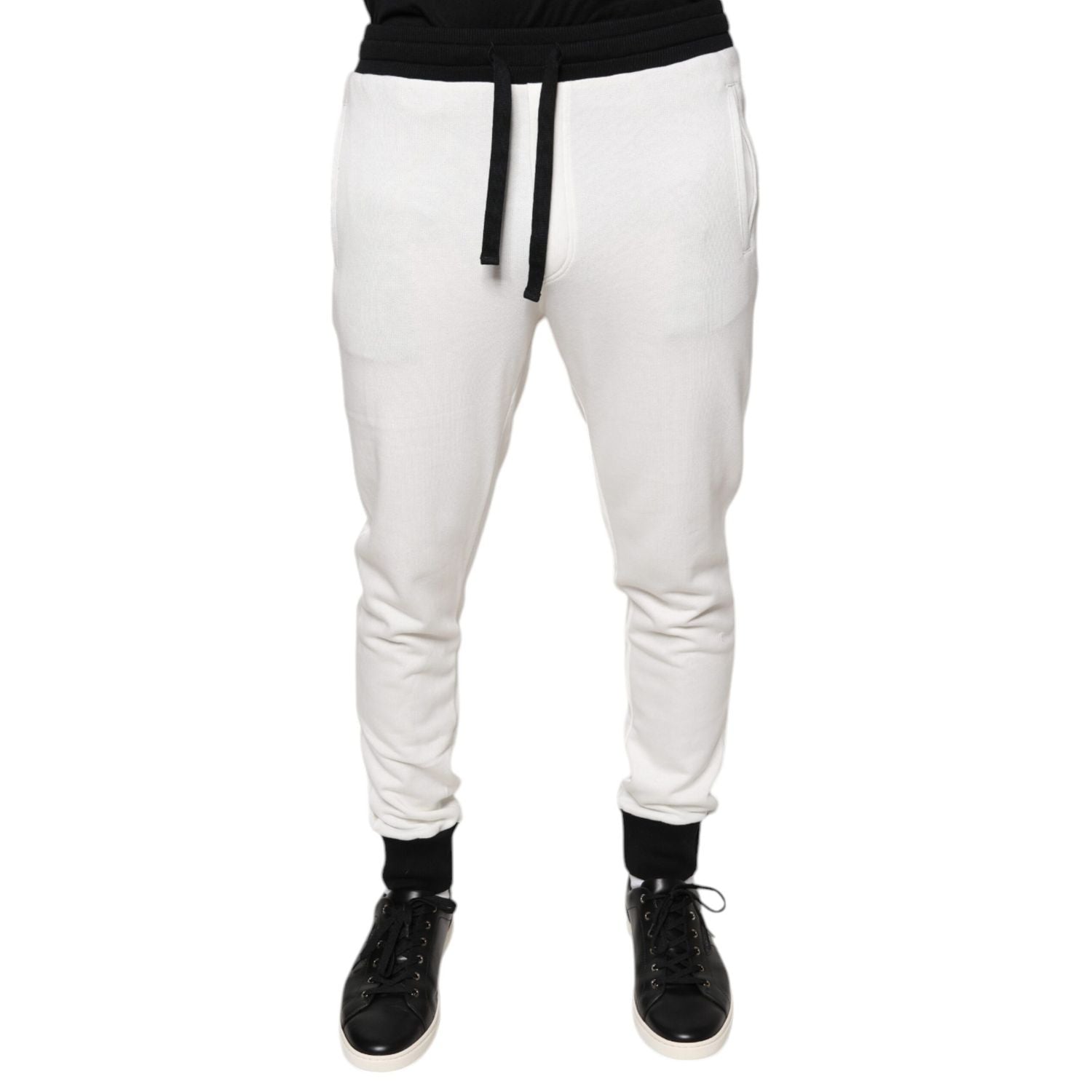 Dolce & Gabbana White Cotton Slim Men Jogger Sweatpants Pants