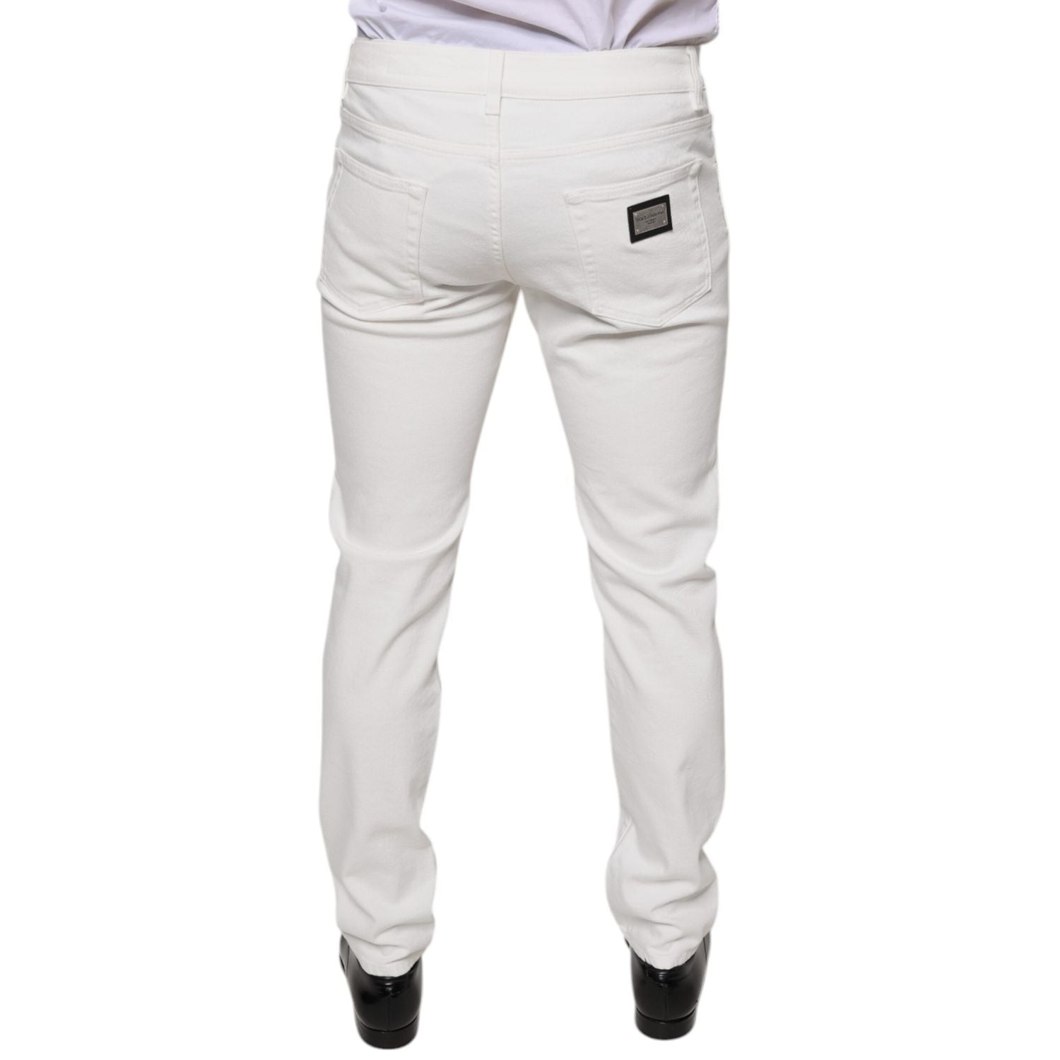 Dolce & Gabbana White Cotton Skinny Slim Men Denim Jeans