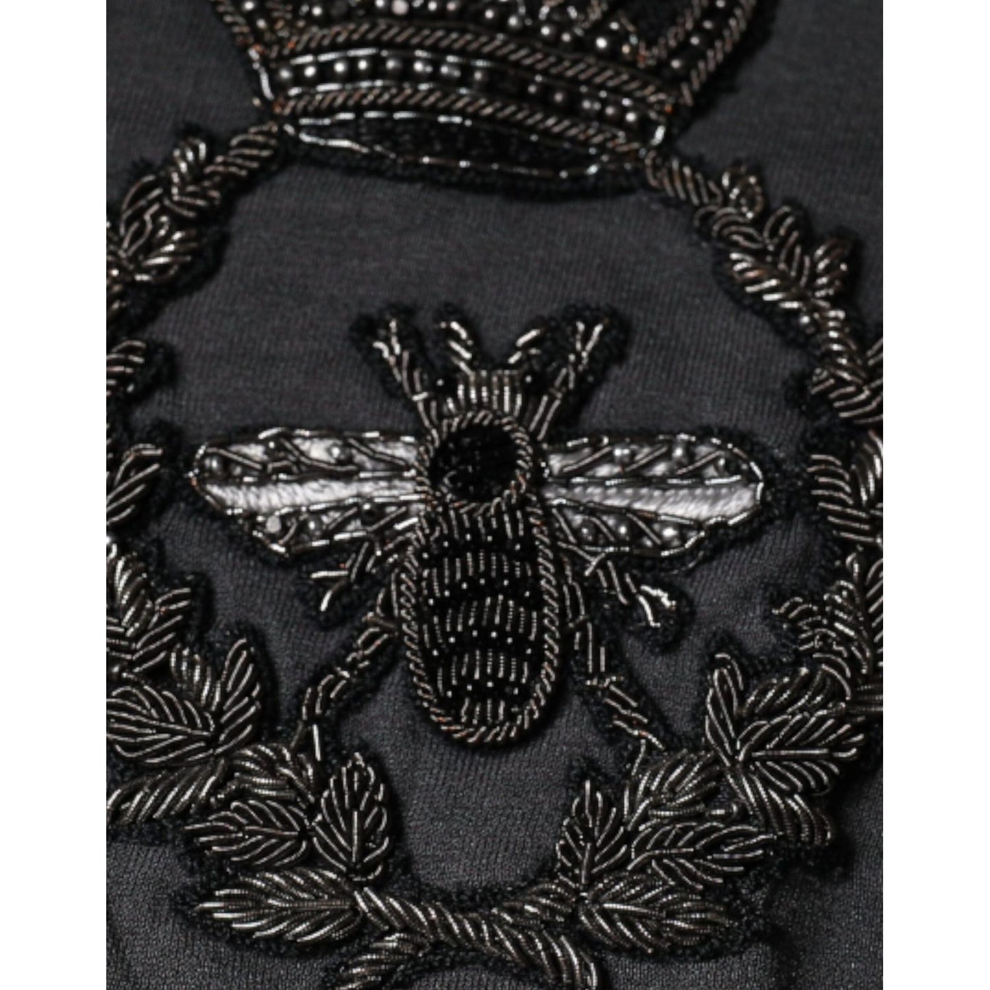 Dolce & Gabbana Gray Crown Bee Embroidery Pullover Sweater