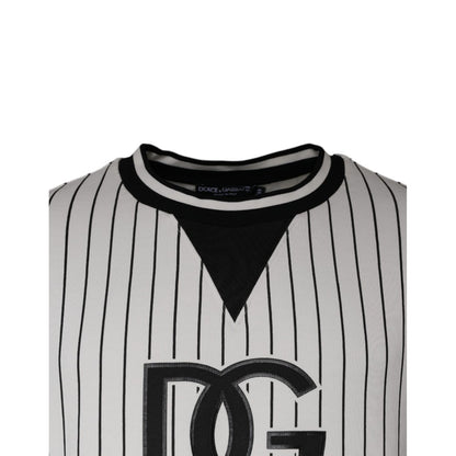 Dolce & Gabbana Black White Stripes Logo Sweatshirt Sweater