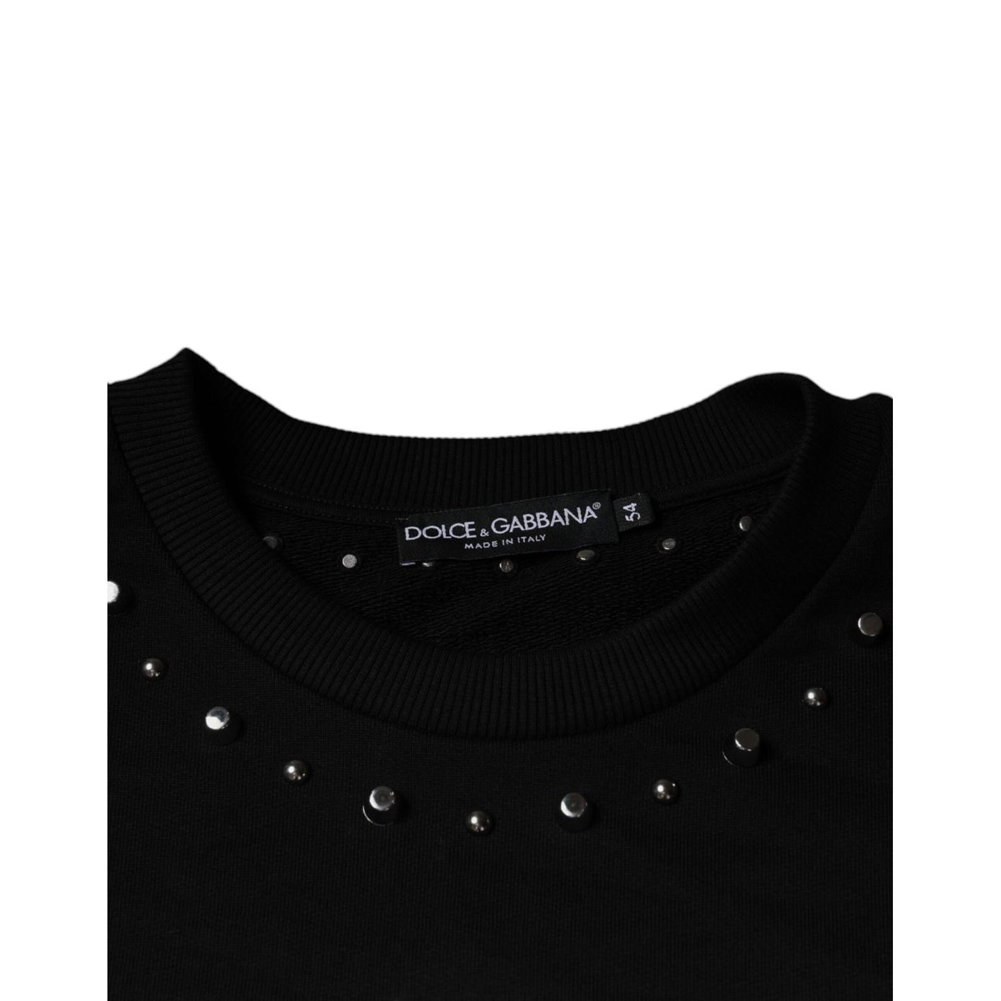 Dolce & Gabbana Black Logo Stud Pullover Sweatshirt Sweater