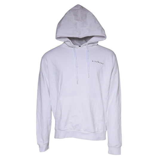 John Richmond White Logo Cotton Hooded Sweatshirt Sweater John Richmond