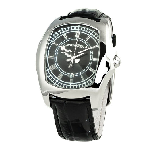 Chronotech Black Leather Dress Watch