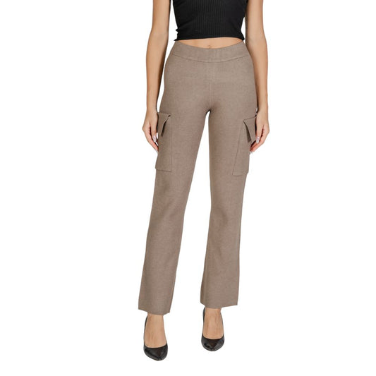 Vila Clothes Beige Viscose Cargo Pants