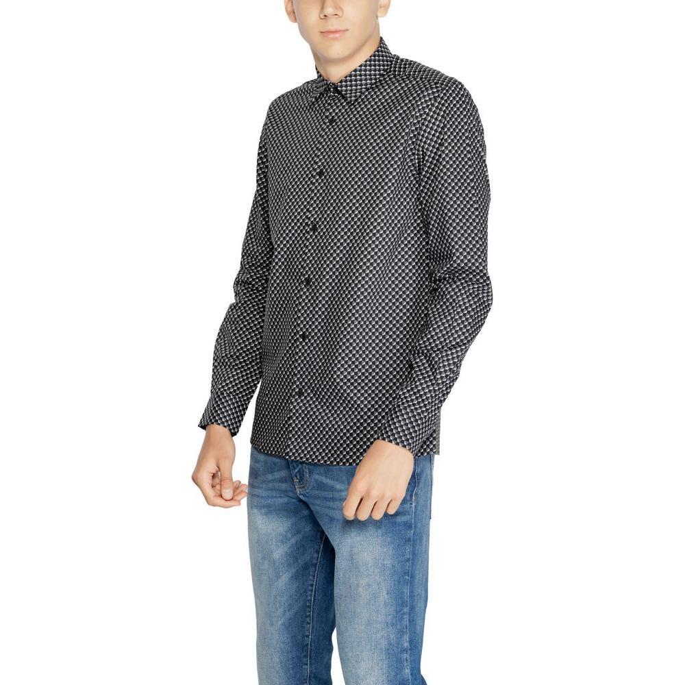 Antony Morato Gray Cotton Pattern Shirt Antony Morato
