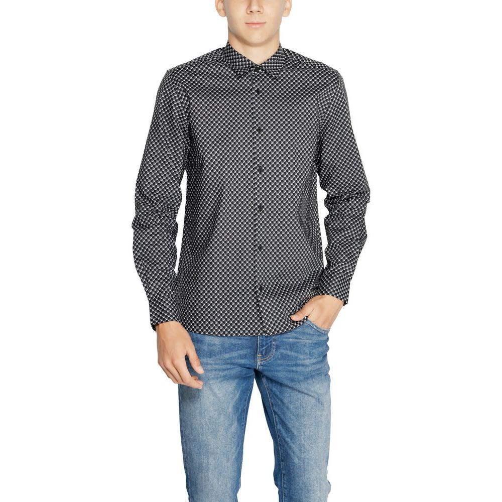 Antony Morato Gray Cotton Pattern Shirt Antony Morato