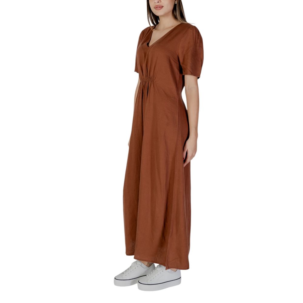 B.Young Brown Linen Long Dress B.Young