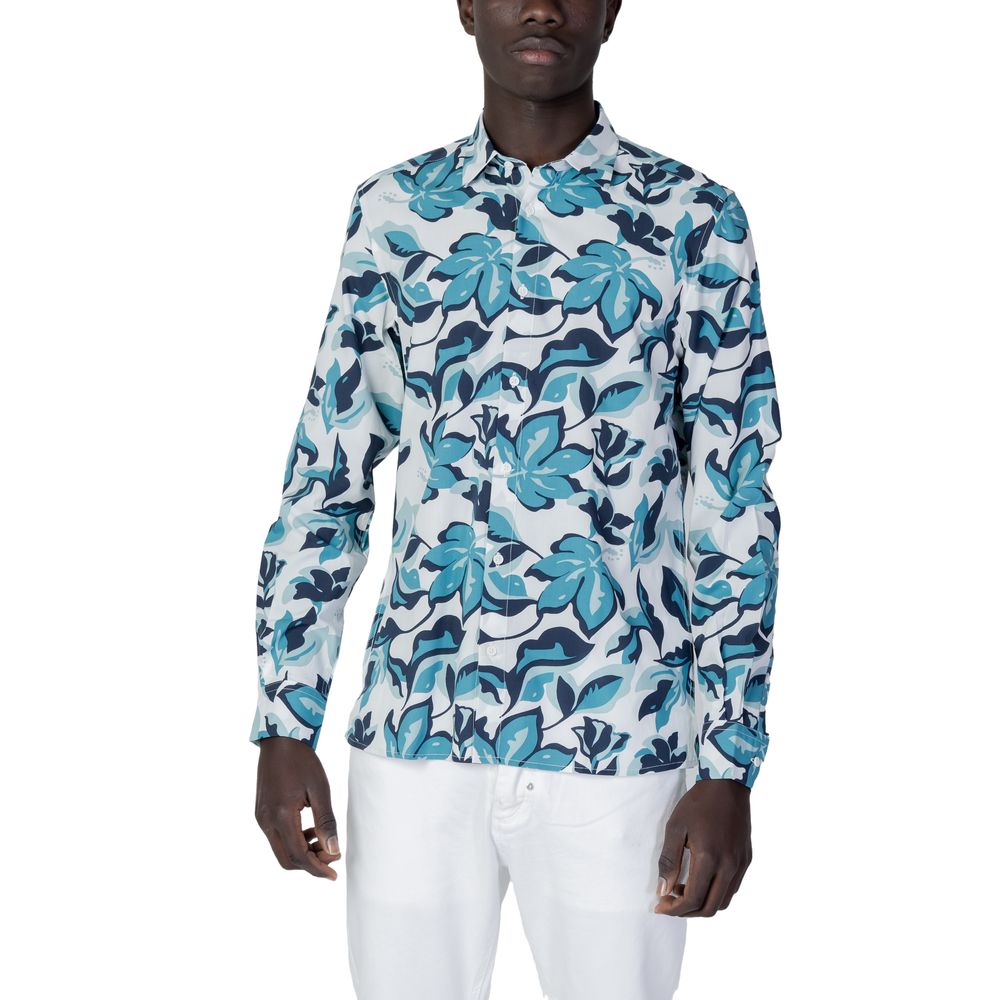 Antony Morato Blue Viscose Pattern Shirt Antony Morato