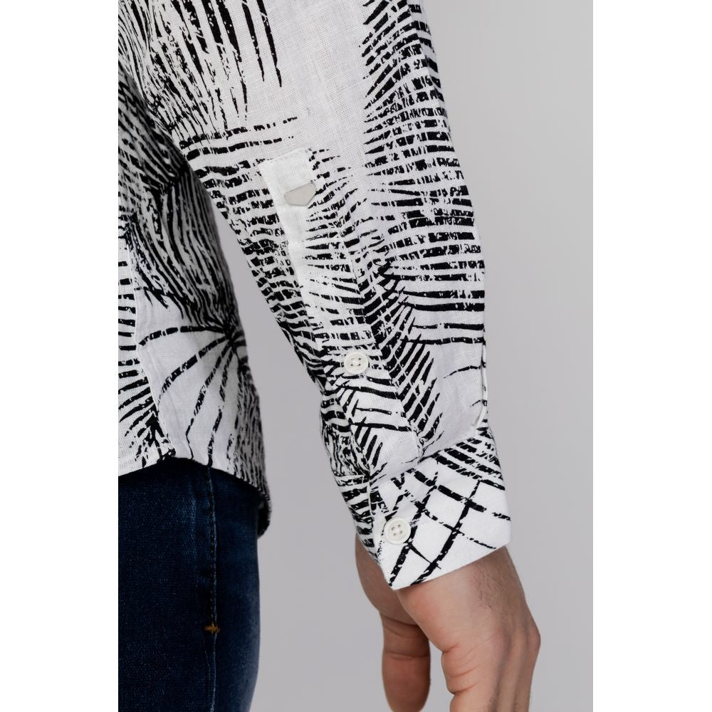 Antony Morato Black Linen Pattern Shirt Antony Morato