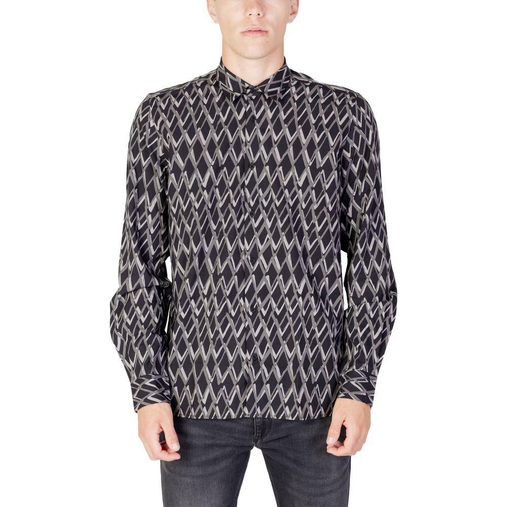 Antony Morato Black Cotton Pattern Shirt Antony Morato