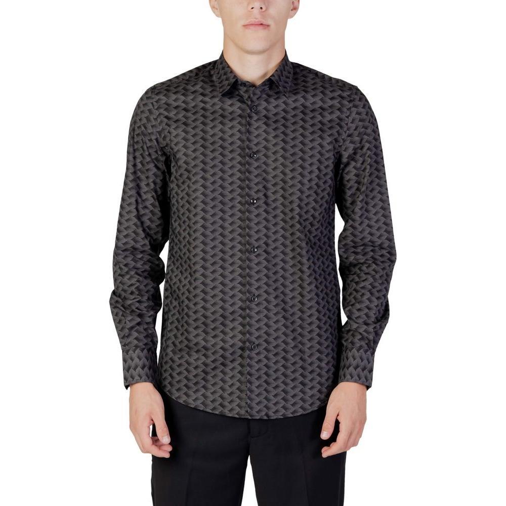Antony Morato Gray Cotton Pattern Shirt Antony Morato
