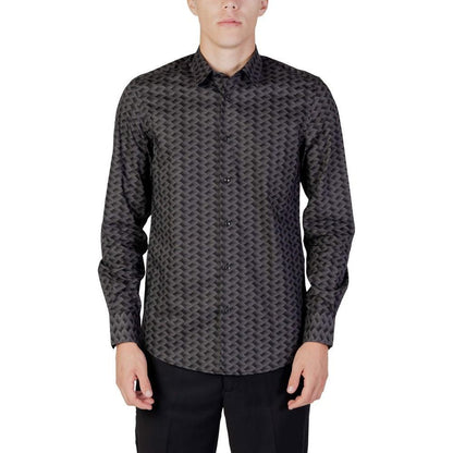 Antony Morato Gray Cotton Pattern Shirt Antony Morato