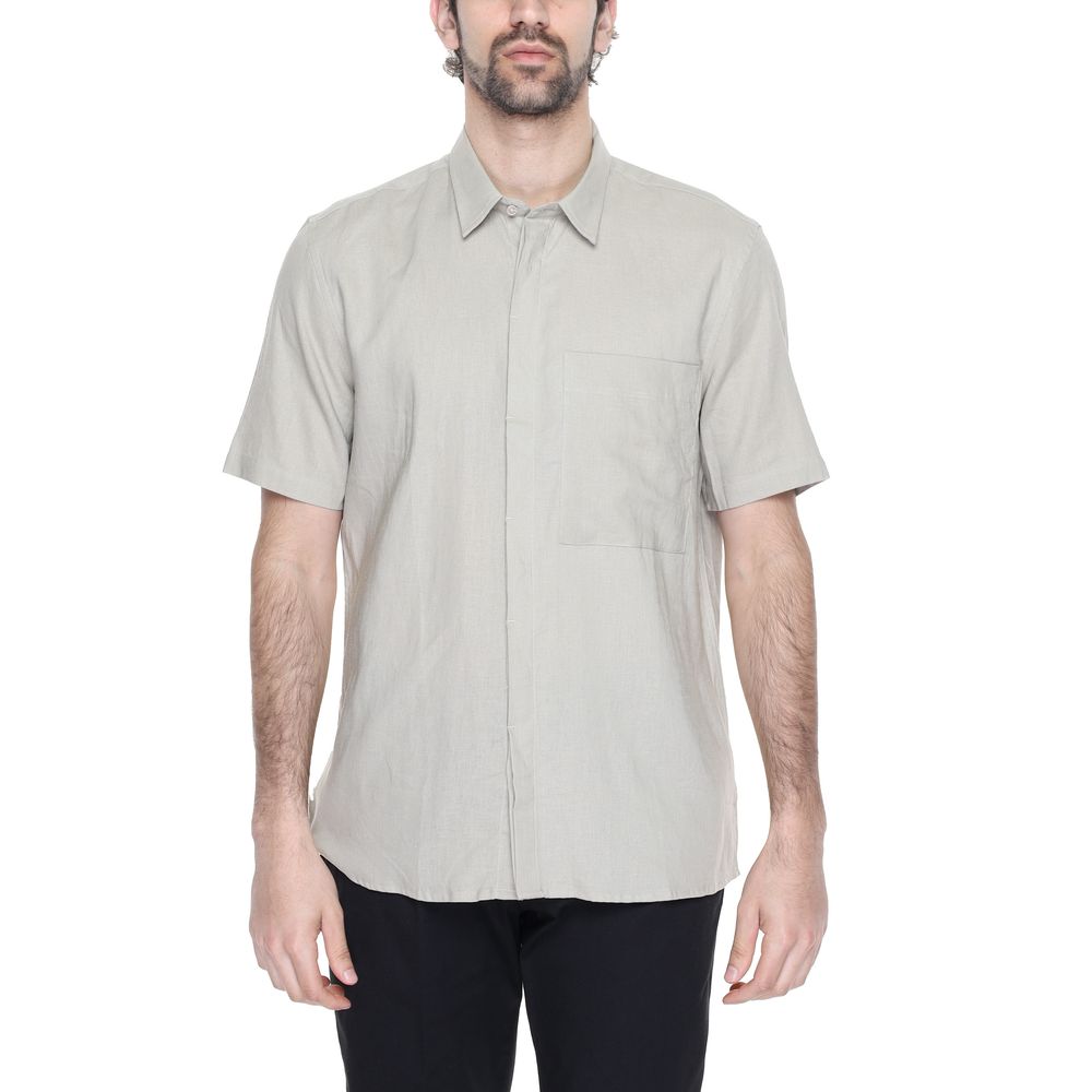 Antony Morato Beige Linen Shortsleeve Shirt Antony Morato