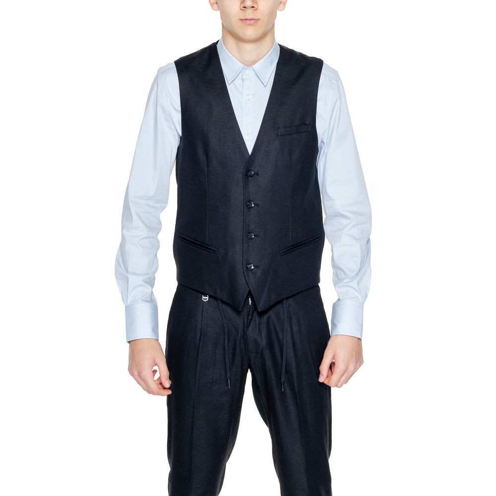 Antony Morato Black Linen Waistcoat Antony Morato