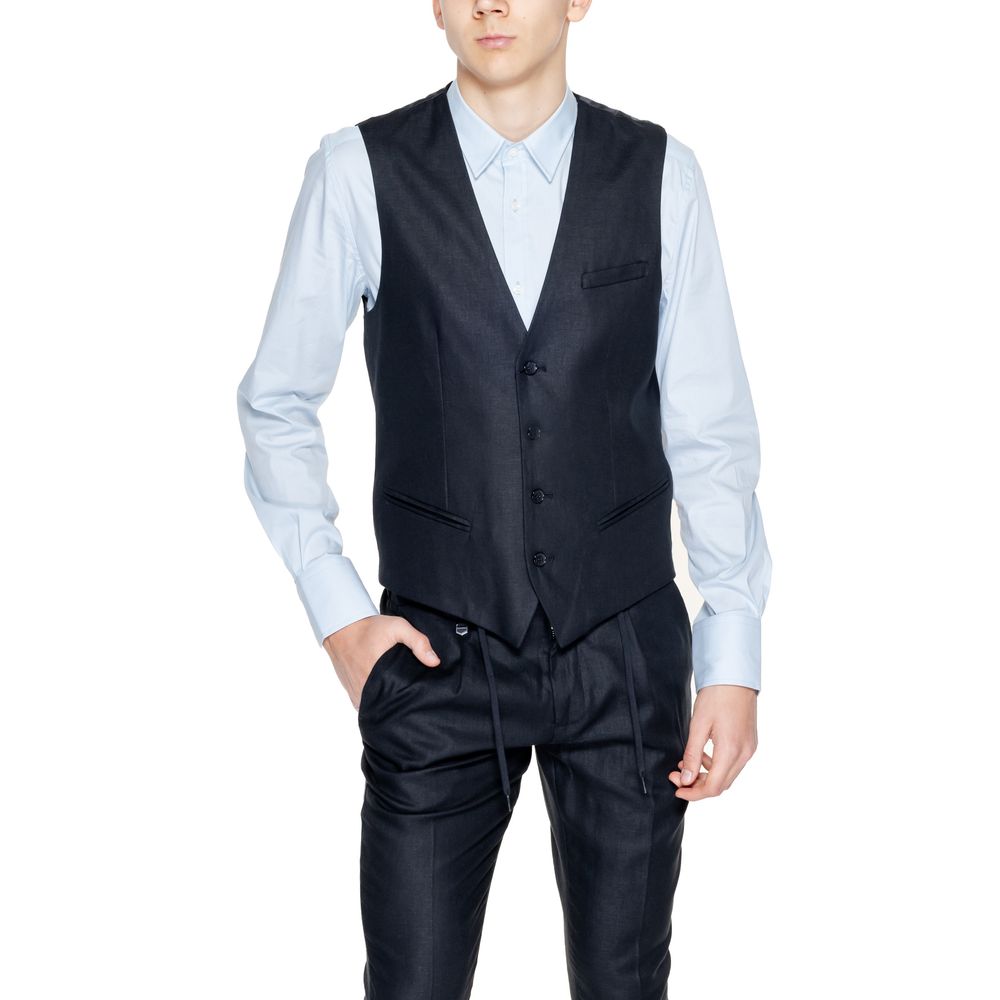 Antony Morato Black Linen Waistcoat Antony Morato