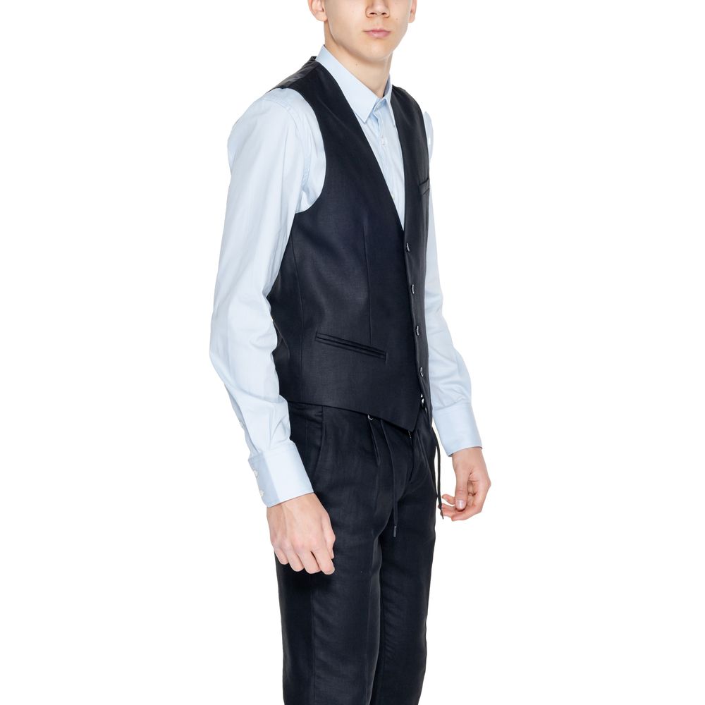 Antony Morato Black Linen Waistcoat Antony Morato