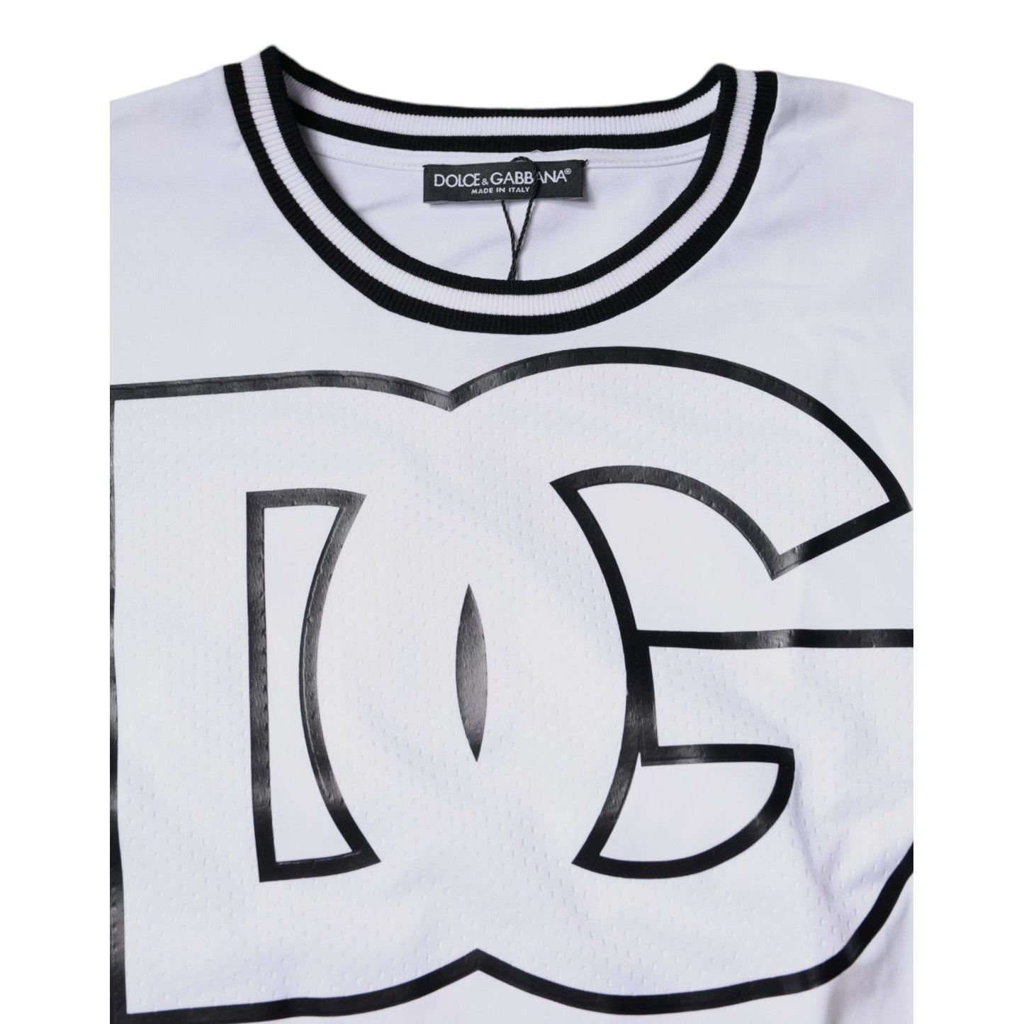 Dolce & Gabbana White Logo Print Crew Neck T-shirt