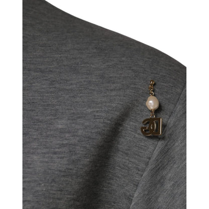Dolce & Gabbana Gray Cotton Blend Embellished Tee T-shirt