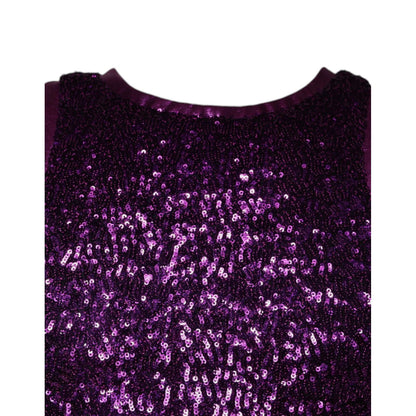 Dolce & Gabbana Purple Sequin Round Neck Sleeveless T-shirt