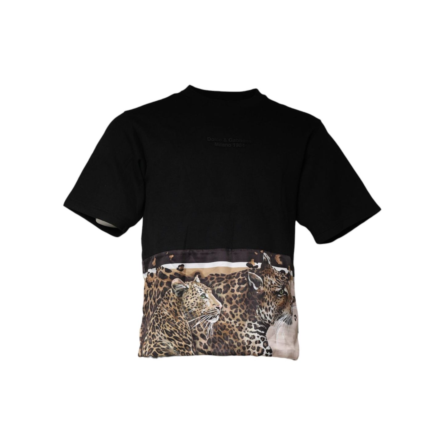 Dolce & Gabbana Black Leopard Cotton Short Sleeves T-shirt