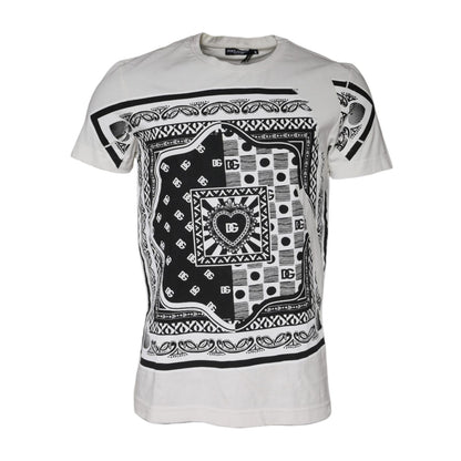 Dolce & Gabbana White Bandana Print Cotton Short Sleeves T-shirt