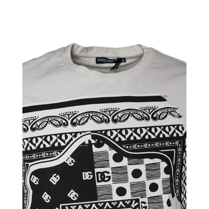 Dolce & Gabbana White Bandana Print Cotton Short Sleeves T-shirt