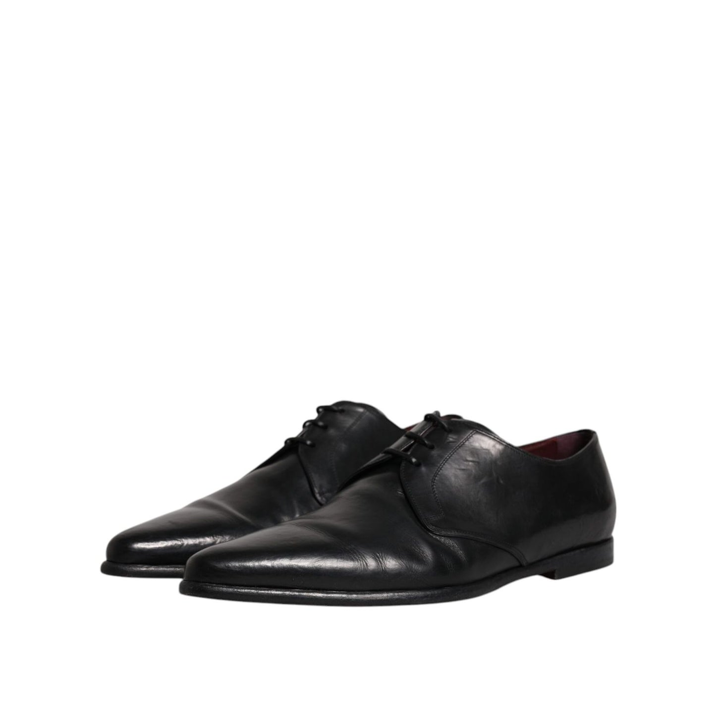 Dolce & Gabbana Black Leather Lace Up Men Derby Formal Shoes