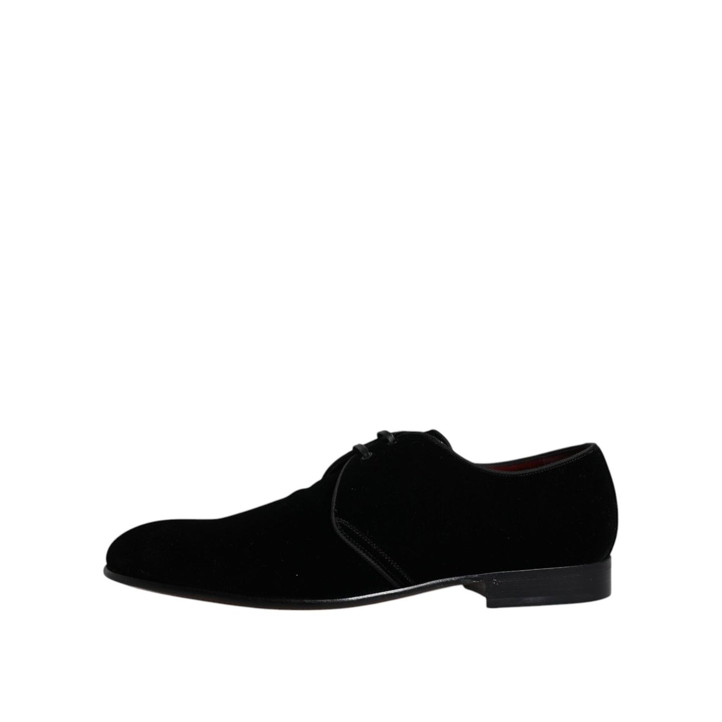Dolce & Gabbana Black Velvet Leather Lace Up Derby Shoes