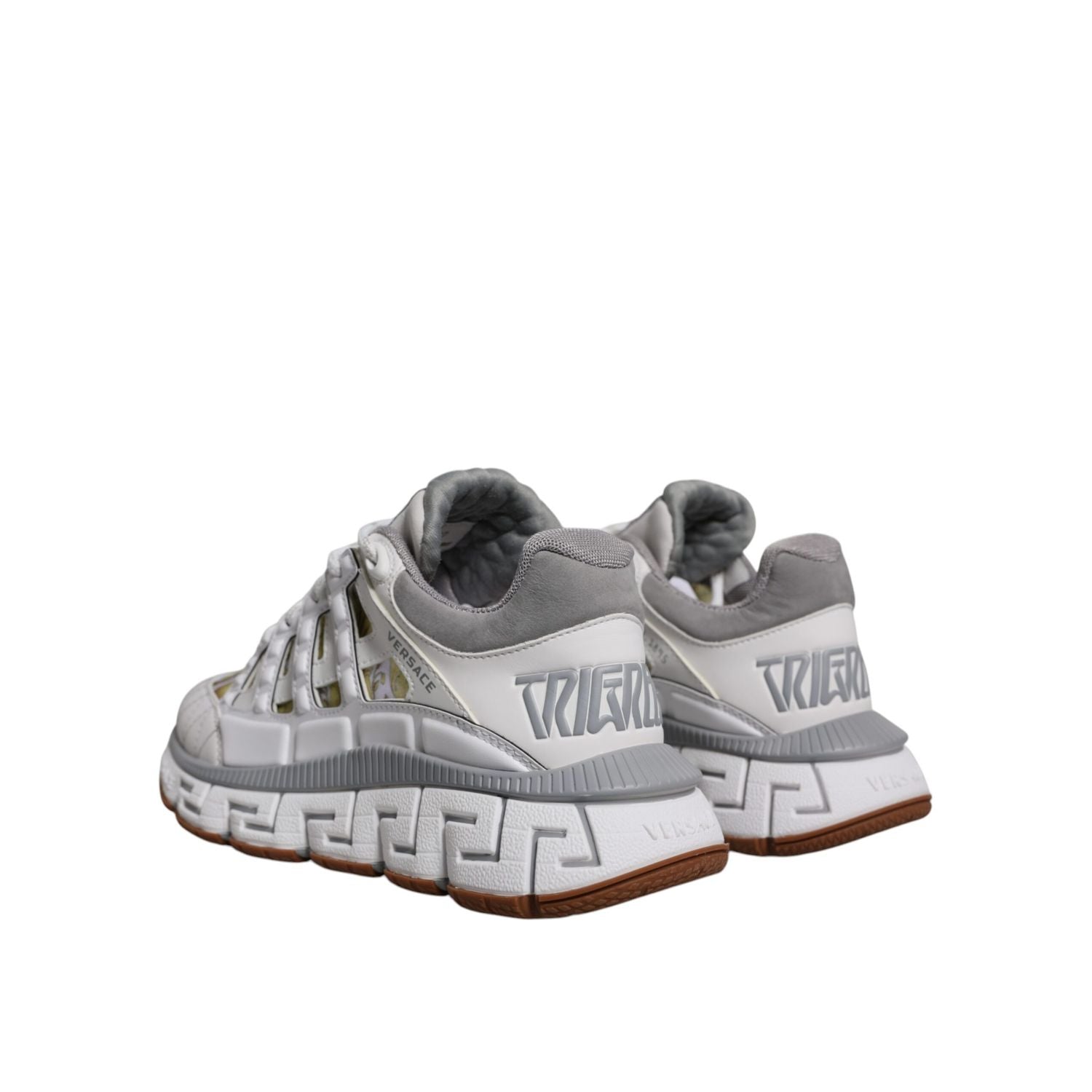 Versace White Trigreca Barocco Print Low Top Sneakers Shoes