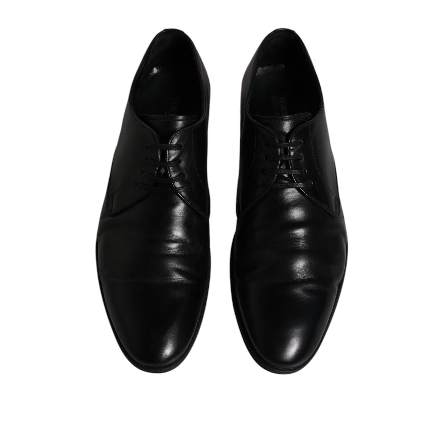 Dolce & Gabbana Black Leather Lace Up Men Derby Formal Shoes