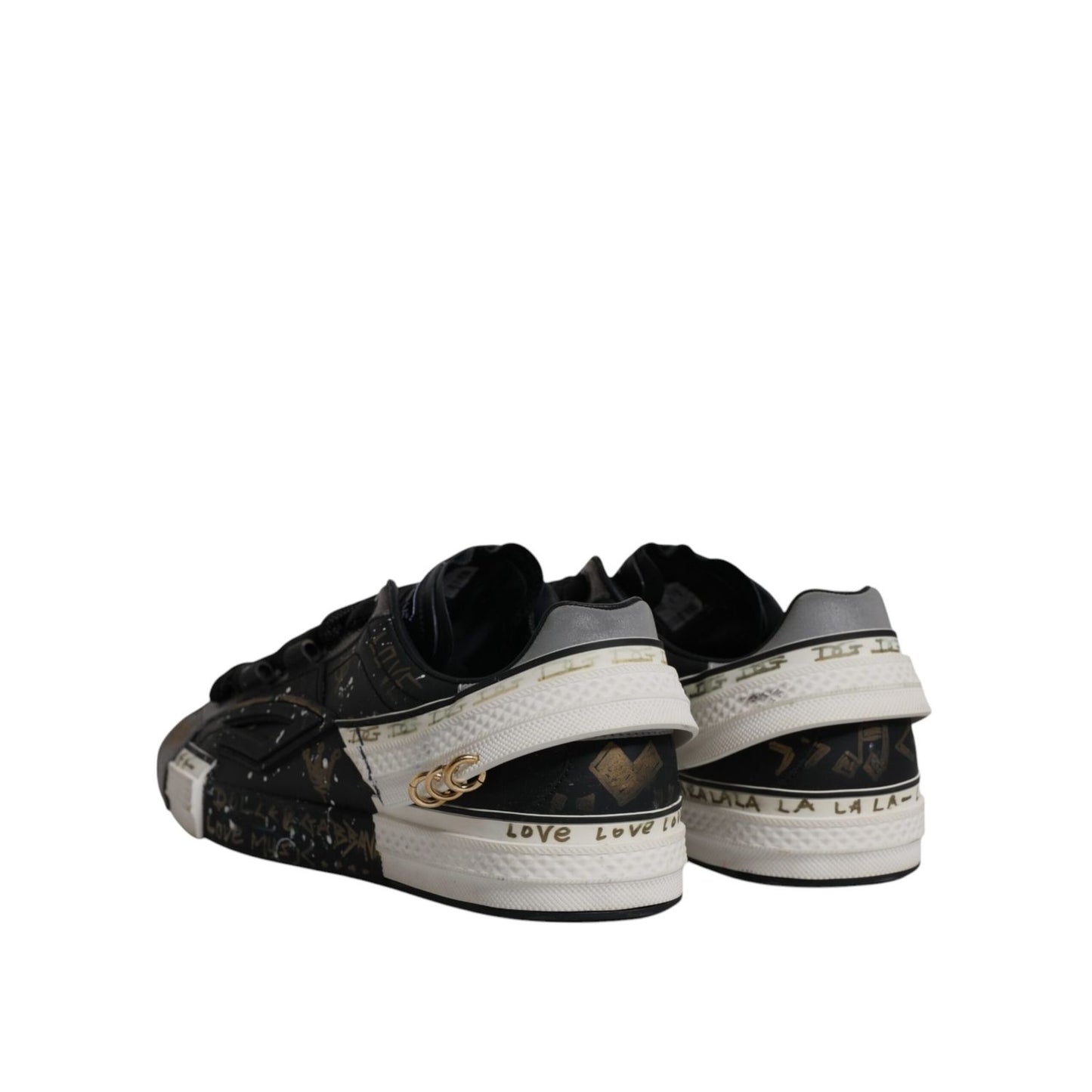 Dolce & Gabbana Black White Portofino Low Top Sneakers Shoes
