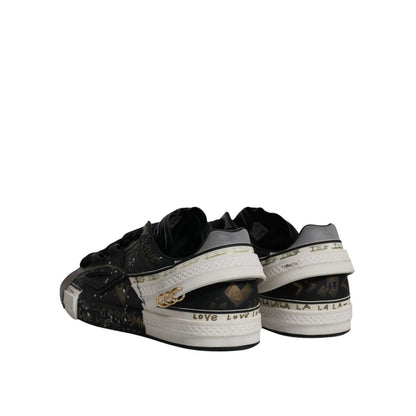 Dolce & Gabbana Black White Portofino Low Top Sneakers Shoes
