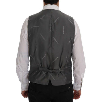 Dolce & Gabbana Gray STAFF Cotton Striped Vest
