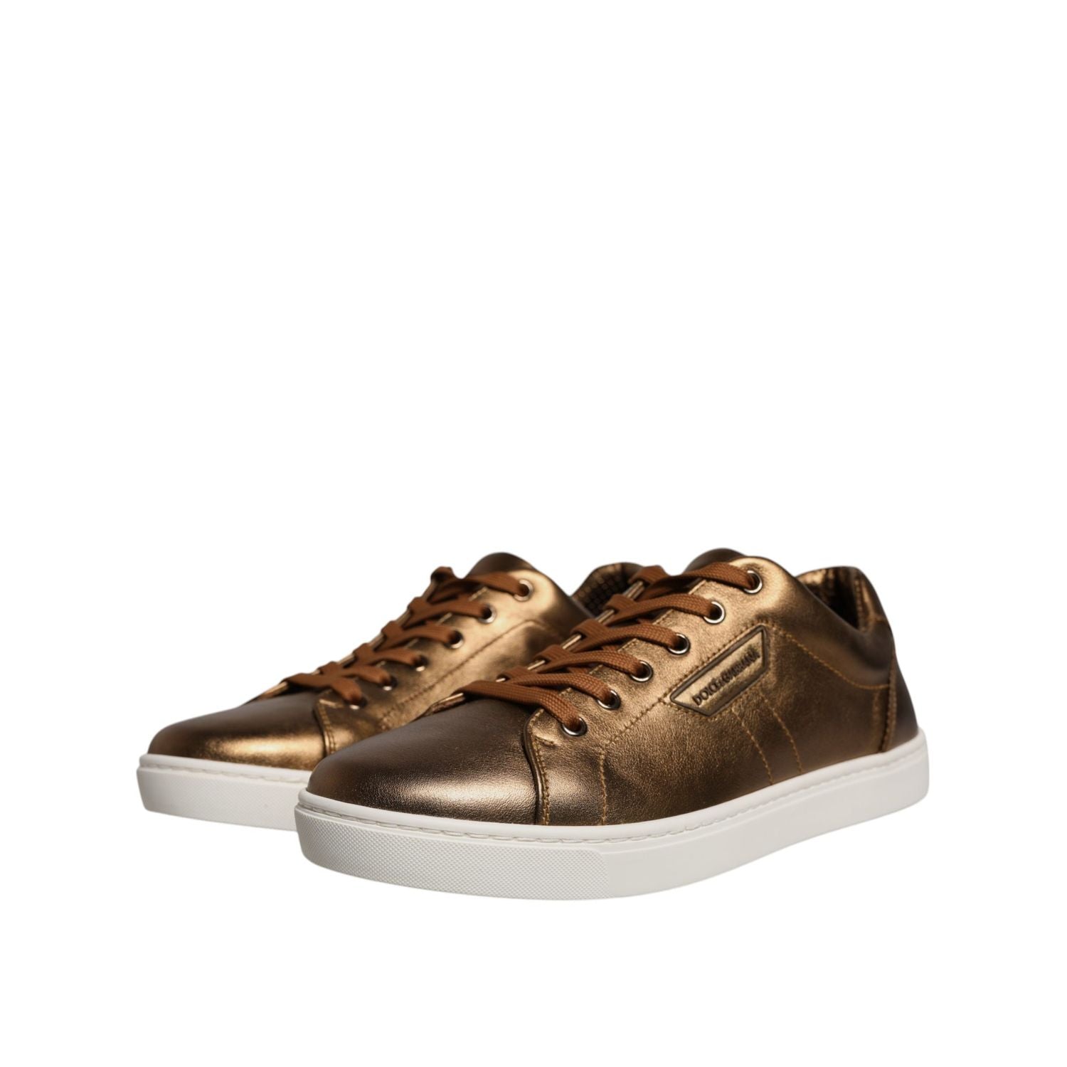 Dolce & Gabbana Gold Leather Logo London Men Sneaker Shoes